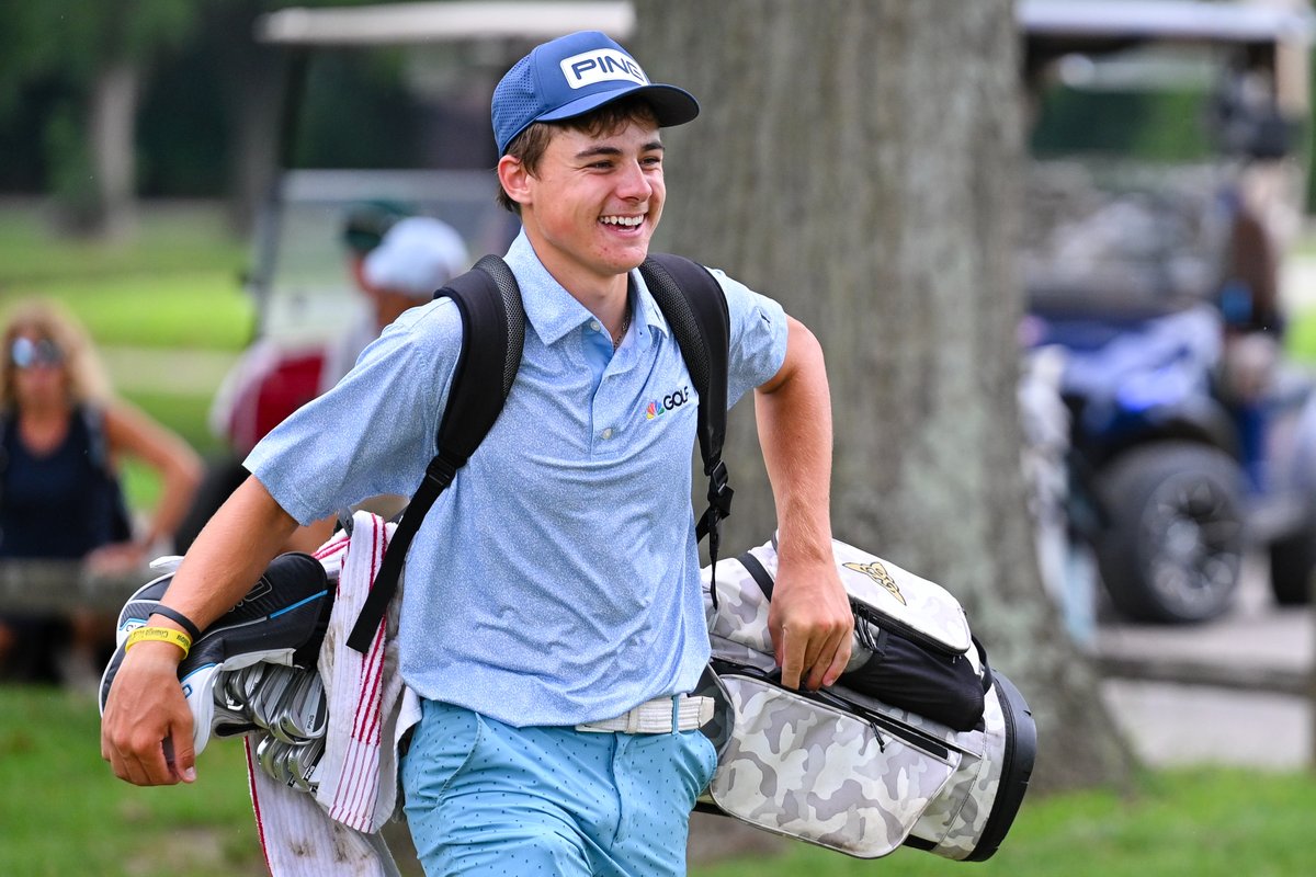AJGAGolf's tweet photo. Trophy time 🏆

Blaise Barnum (-9) celebrates after an impressive victory at #PreQuailCreek. https://t.co/5v1uQjWDFF