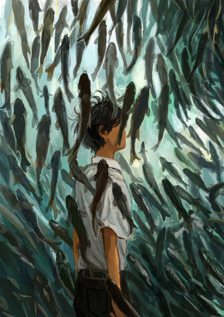 manuhamu's tweet photo. 8月の絵 https://t.co/CkYgybliEm