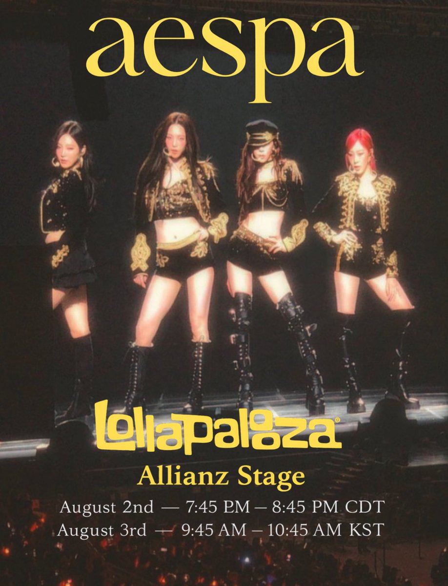 aechartdata's tweet photo. Just one day until aespa takes Lollapalooza to the Next Level. Are you ready? ⚡

#AESPAxLOLLAPALOOZA #aespaAtLollapalooza https://t.co/JryX2NIVAm
