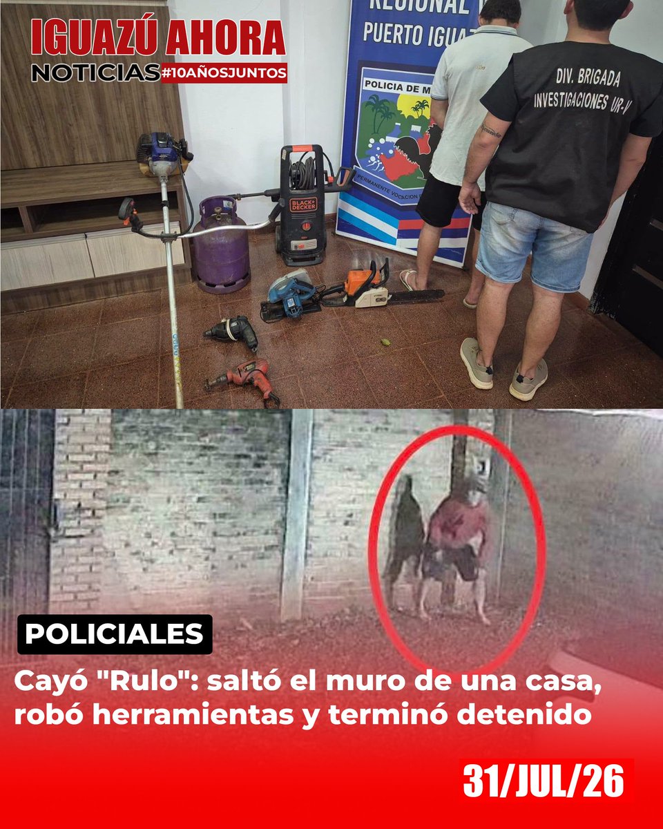 Iguazu_Ahora's tweet photo. #SeSirvio #ElMuchacho
Cayó «Rulo»: saltó el muro de una casa, robó herramientas y terminó detenido
Nota: https://t.co/0eEdg3ggbU https://t.co/j2GCKvuKuQ