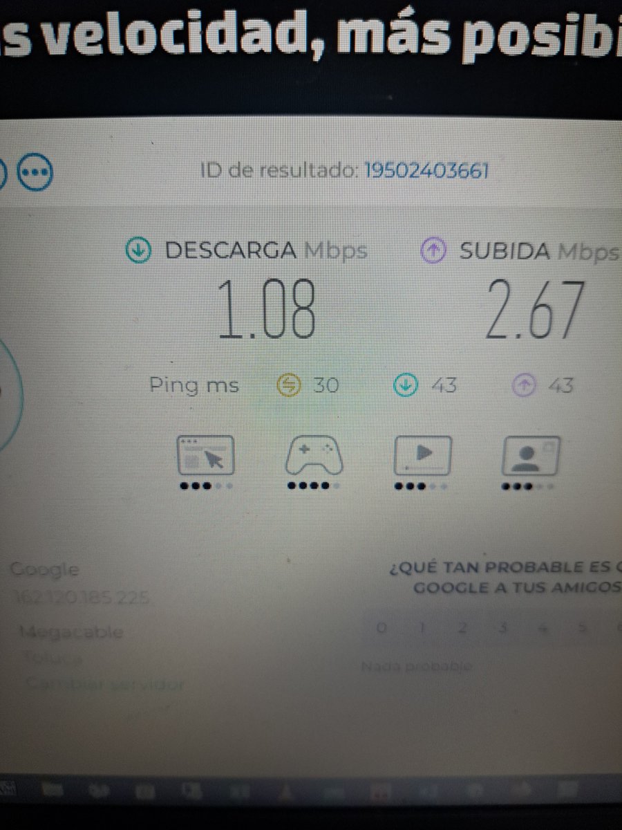 ehar1984's tweet photo. La solución de @Megacable duró ocho horas. @Profeco tercer día con este nivel de internet. Ni el 10% de lo contratado. https://t.co/OlzfATFn0c