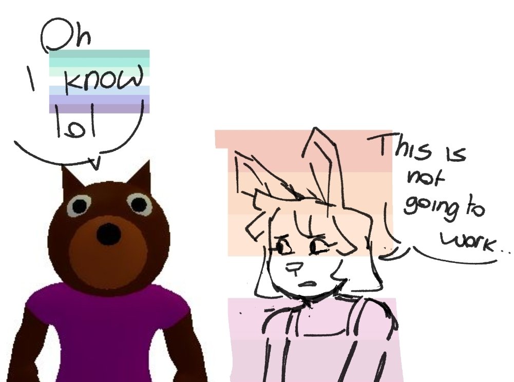 0JustAle__'s tweet photo. my head canon is that bunny and doggy went out on dates in highschool bc "omg you look cute togeder", broke up like this and never spoke to eachother again https://t.co/23sTdbMk9l