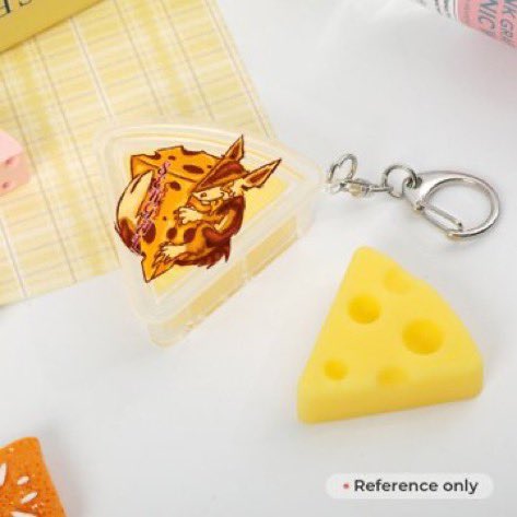 cringgekingg's tweet photo. I made this design for the cheese squishy keychain and ended up attached to the character, so his name is Roni! He has a squishy keychain, acrylic keychain, and sticker available!

https://t.co/7nFpOiXNAb https://t.co/NUs1Q9g3UE