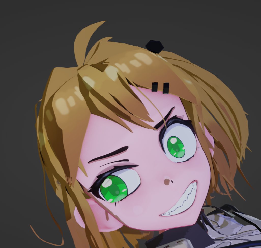 Significant_Jkl's tweet photo. Black double-hulled inverse normals shell mesh on just the tips of the teeth model so that when I create shapekeys in Blender, they are able to give the illusion of an outline for expressions where the teeth are pressed together and need to be distinct in some way. https://t.co/lYKGsXlx6O