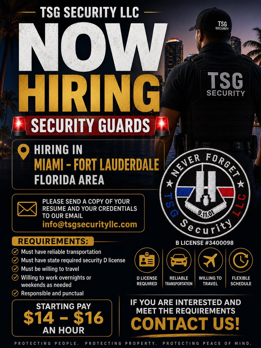 william_bady's tweet photo. #hiringnow #securityguard #orlandoflorida #tsgsecurityllc https://t.co/w8vlERu1yF