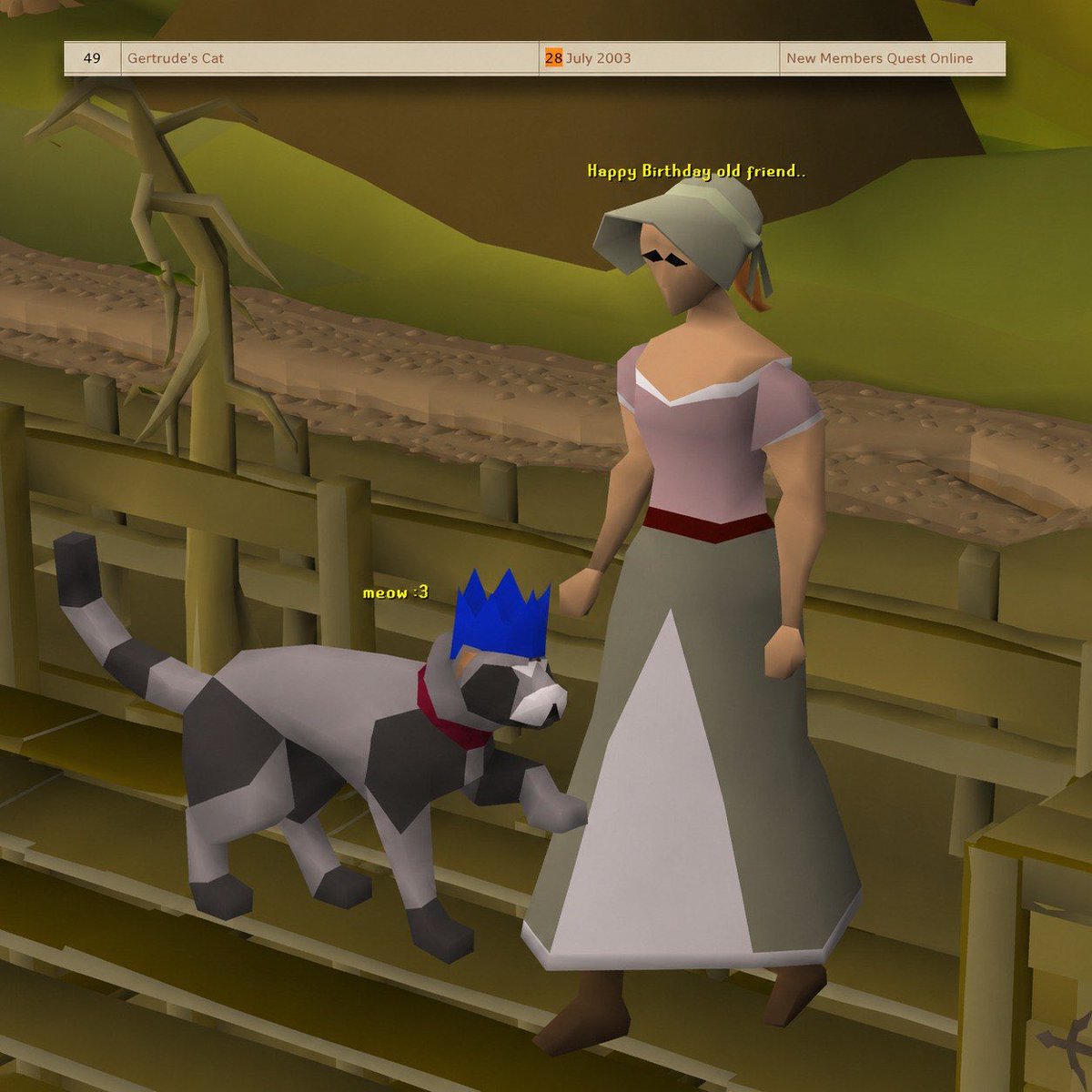 RSCat_onSOL's tweet photo. Every RuneScape legend has an origin story. Mine started when Gertrude asked me to find her cat.

Happy Birthday to one of the most unforgettable RuneScape quests ever made. https://t.co/uZTy2iV9sz