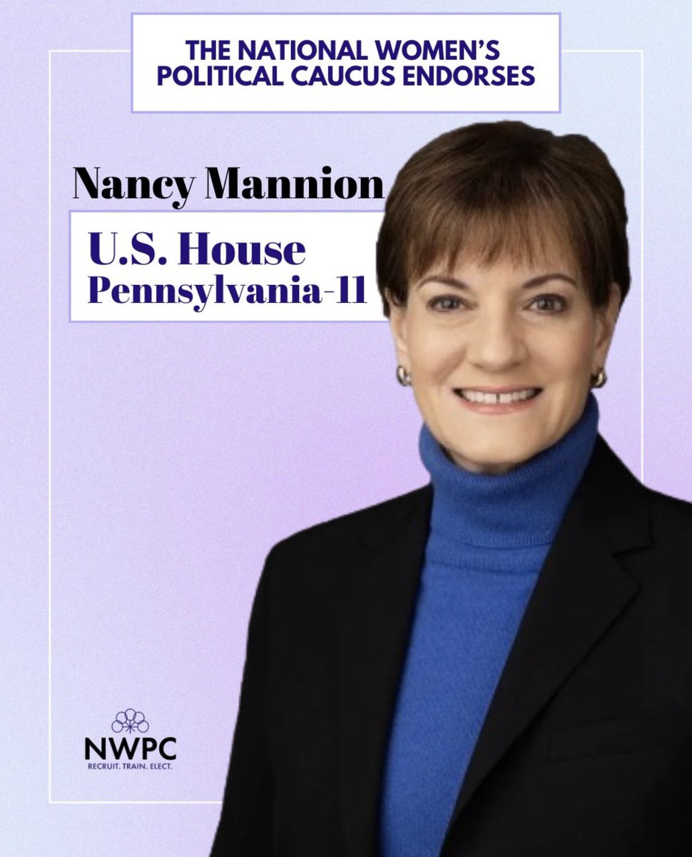 NancyMannionPA's tweet photo. Women’s Leadership &amp; Labor Stand with Nancy

I’m honored to be endorsed by the National Women’s Political Caucus, founded in 1971 to support women seeking elected and appointed office. I will stand up for workers’ right to organize through unions. https://t.co/neADgBXOzK