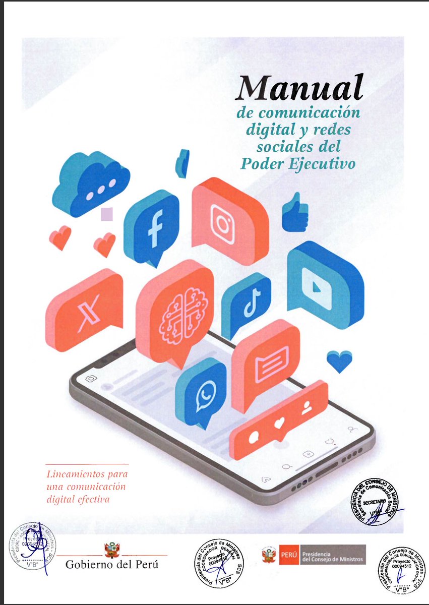 juancarloslujan's tweet photo. A solo cuatro días del cambio de gobierno, la PCM publicó el nuevo Manual de Comunicación Digital y Redes Sociales del Ejecutivo.
Decidí revisar sus 130 páginas con una pregunta: ¿cómo entiende hoy el Estado la comunicación pública en la era de la inteligencia artificial? 1/3 https://t.co/CoWqwHp3de