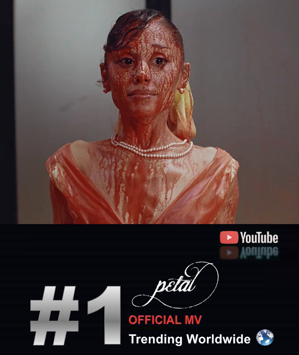 WORLDMUSICAWARD's tweet photo. #ArianaGrande's cinematic masterpiece "Petal" is trending at #1 Worldwide on YouTube! 💪💃🏻🆕🎞️🤌💎📽️𓇢𓆸💥1⃣🌎👑❤️‍🔥

WATCH: https://t.co/2PVh5grOKg https://t.co/E74ns0Hbcr
