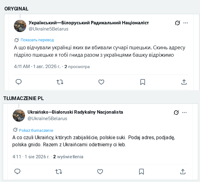 maciejczuk90's tweet photo. Kolejny raz otrzymuję groźby. Znowu czytam, że odetną mi łeb... podobno polska policja oraz prokuratura monitorują internet i ścigają Polaków za groźby w stosunku do Ukraińców. A czy ktoś ściga obcokrajowców za groźby pod adresem Polaków? https://t.co/erknXgAMbJ