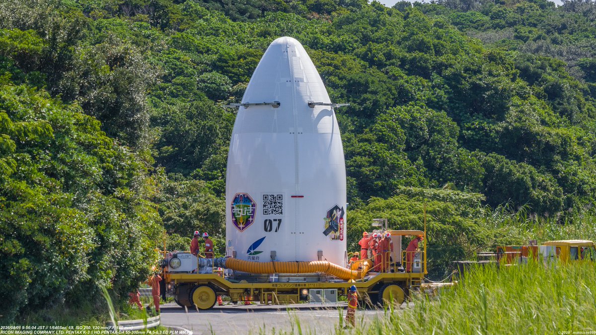 makkisse999's tweet photo. 8月1日 9:55～9:57　H3ロケット 9号機 衛星フェアリング、VABへの移動。フェアリングの中は準天頂衛星システム「#みちびき7号機」#H3F9 #種子島宇宙センター https://t.co/Bn4ROS0xqn