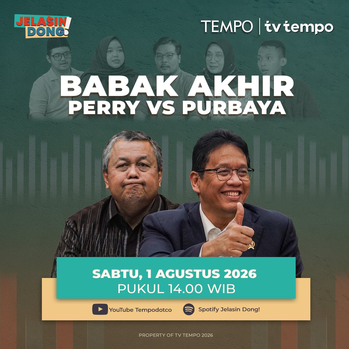tempodotco's tweet photo. Babak Akhir Perry vs Purbaya 

Perbedaan pendapat antara Menteri Keuangan Purbaya Yudhi Sadewa dengan Perry Warjiyo berakhir setelah Perry terpental dari kursi Gubernur Bank Indonesia. Apa saja pemicunya?

Simak selengkapnya di program Jelasin Dong! Setiap Sabtu, pukul 14.00 WIB di Youtube Tempodotco dan Spotify Jelasin Dong!

#JelasinDong #Tempodotco