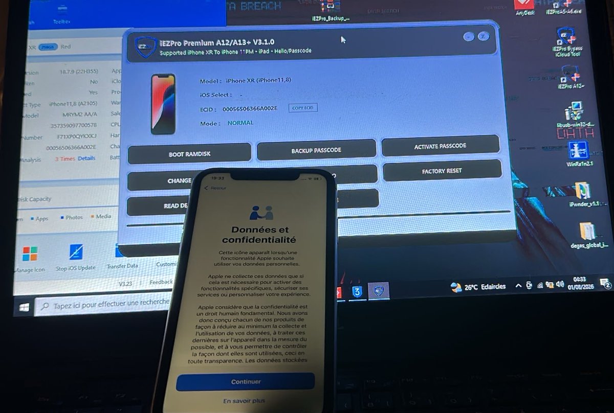 iEZPro's tweet photo. 🔥iEZPro Premium A12-A13 Windows Tool 3.0 Soon Release 🔥

✅Required
➖Windows Pc/Laptop 
 ➖RP2350 USB-A board

✅Passcode Bypass with Signal⚡️
✅Bypass Hello Screen(NO SIGNAL) Suppport iOS 15-26.6
✅ Windows Tool Auto Change Serial Number 
✅Supported Devices A12/A13+ https://t.co/YWB25nVXKJ
