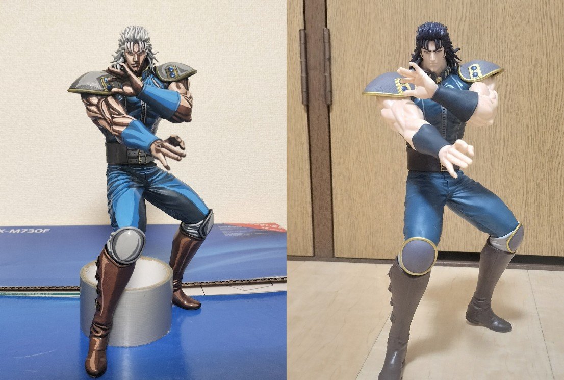 DAYZ61312098378's tweet photo. 北斗の拳　レイ　リペイント
左塗装後←         →右塗装前 https://t.co/EP5wBl2nHe