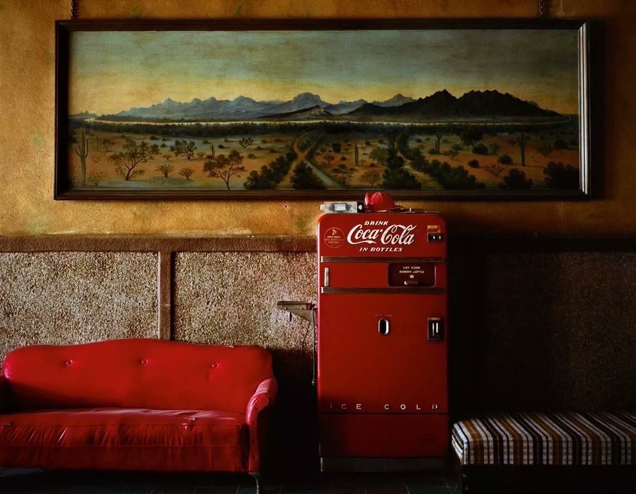 LKpaddy's tweet photo. Lounge Painting #1, Gila Bend, Arizona, 1983 • Wim Wenders • https://t.co/D3KwXdyt1p