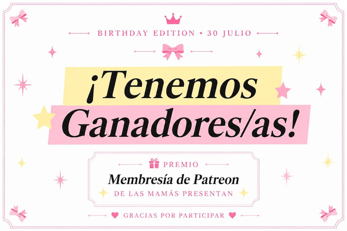 mazapanpresent's tweet photo. Y las ganadoras son...

1 tamborcito, 2 tamborcitos, 3 tamborcitos...🥁🥁🥁

1er lugar: nuestra adorada @fatyfo_ con 1100 puntos💐
2do lugar: nuestra querida @LSofiasang con 700 puntitos✨️

Felicidades, mamánautas🥳👏🏽💖 https://t.co/qHAYPuNpCM