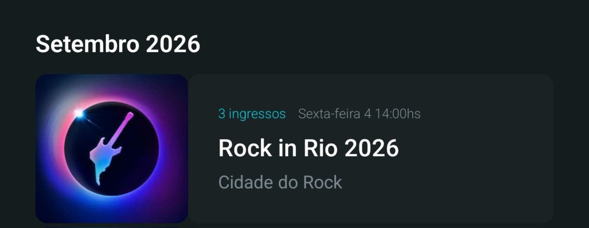 Barou_lol's tweet photo. 🎟️ VENDO 3 INGRESSOS (INTEIRA) – ROCK IN RIO 2026
📅 Data: 04/09 💰 Valor: R$ 700,00 cada
✅ Transferência oficial pelo Quentro. ✅ Pagamento exclusivamente via PIX.
Também aceito troca por 3 ingressos para o dia 05/09.
Interessados, chamar na DM.

#RockinRio2026 https://t.co/B5q3udDhzV