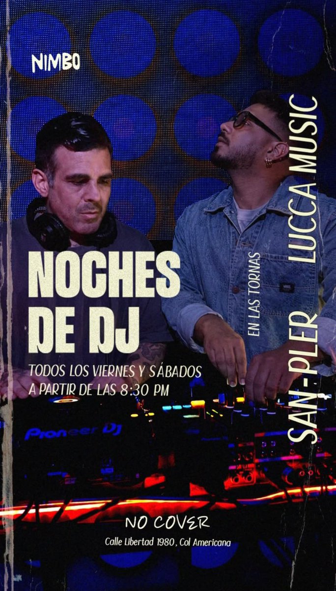 djSanPler's tweet photo. hoy viernes dj set en Nimbo de 9 a 12 La musica nos une! https://t.co/7gqHkvDXmV
