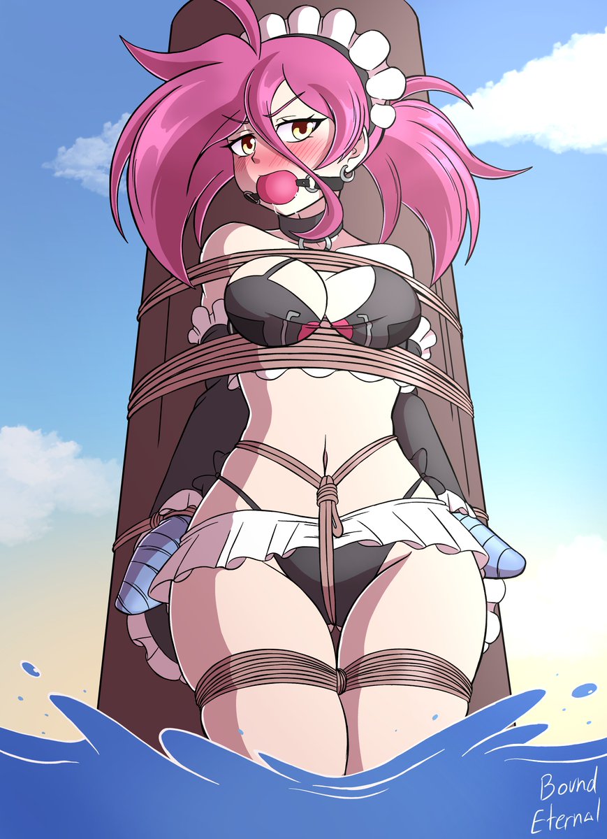 DeviousAnri's tweet photo. Here's @BoundLightning's oc enjoying their summer job as a maid! https://t.co/h5zXUnaz4W