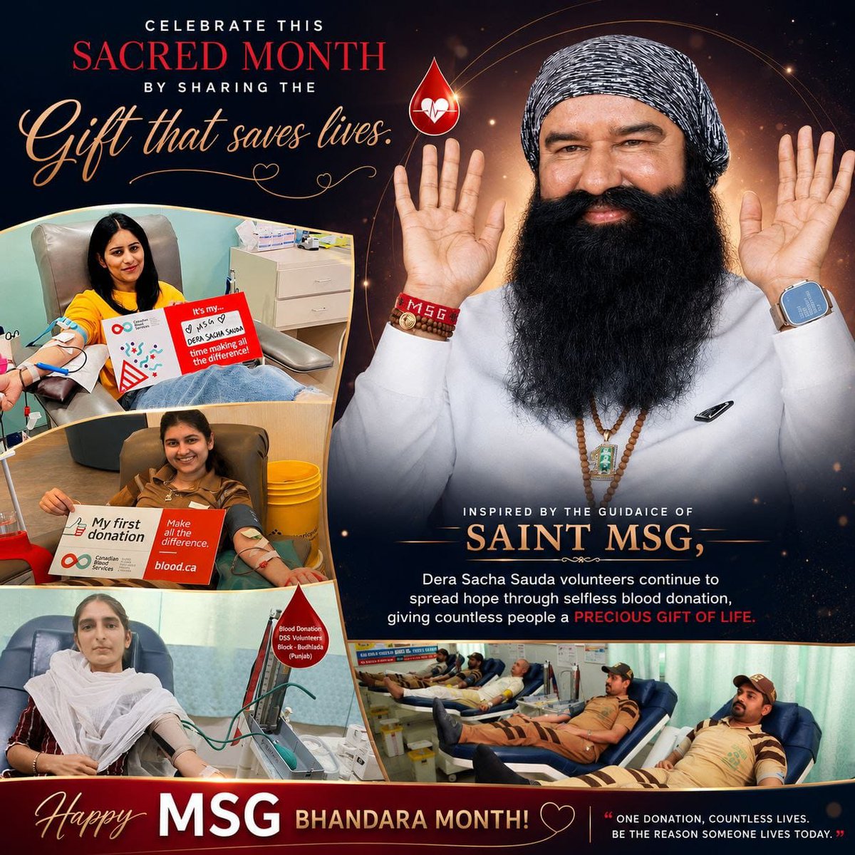 SoniaIn61586720's tweet photo. Most important precious spiritual festival, MSG Bhandra Month.we will celebrate this month with humanity #AuspiciousAugust

Saint Gurmeet Ram Rahim Ji 
MSG Bhandara https://t.co/MaQfU0PypA