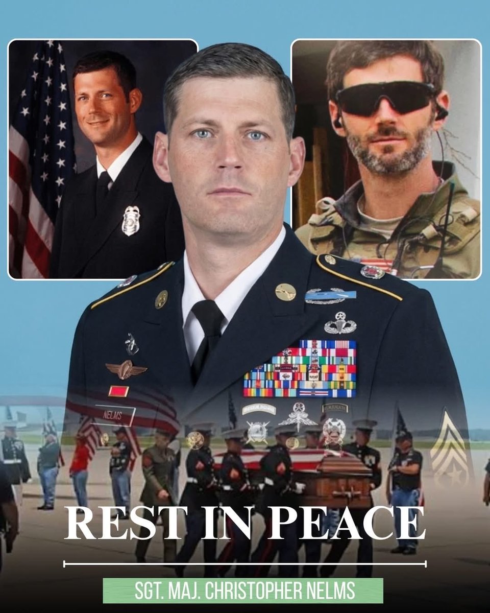 boonecutler's tweet photo. Sergeant Major Christopher Nelms, a member of the Army's elite Delta Force, lost his life when his parachute failed to fully deploy during a military free-fall training jump in Laurinburg, North Carolina. He had joined the Army in 1990 as an infantryman and went on to serve across some of the most demanding assignments in the U.S. military, including eight combined deployments to Iraq, Afghanistan, and Niger. Every stage of his career was earned, not given.

Nelms held two Silver Stars, six Bronze Stars, and a Joint Service Commendation Medal with V device — decorations that reflected not a single act of courage but a sustained career of it. He earned the Military Freefall Jumpmaster Badge, the Master Parachutist Badge, the Special Forces Tab, the Ranger Tab, and the Special Operations Diver Badge — a combination of qualifications that placed him among the most comprehensively trained soldiers in the U.S. Army. A former Delta operator described him as someone whose experience and skill would take a decade to replace.

Nelms was posthumously awarded the Legion of Merit, and his loss came as the second special operations fatality during free-fall training that same year alone. His life was not defined by the circumstances of his passing, but by three decades of unbroken service to the nation — lived entirely at the sharpest edge of what military duty demands.

#ChristopherNelms #VeteranFamilies #NeverForgotten #AmericanHeroes

https://t.co/3KibGGFdEO