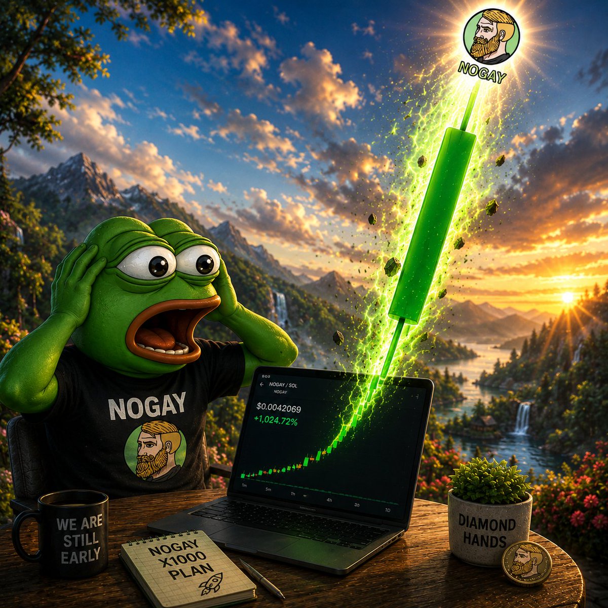 WalletCryp55246's tweet photo. 🐸 One candle. One move. One meme. 👀
How far can @nogaybrother go? 🚀
#Pepe #SolanaMeme #CryptoX #Web3Community #MemeCulture https://t.co/n38iqrln5S