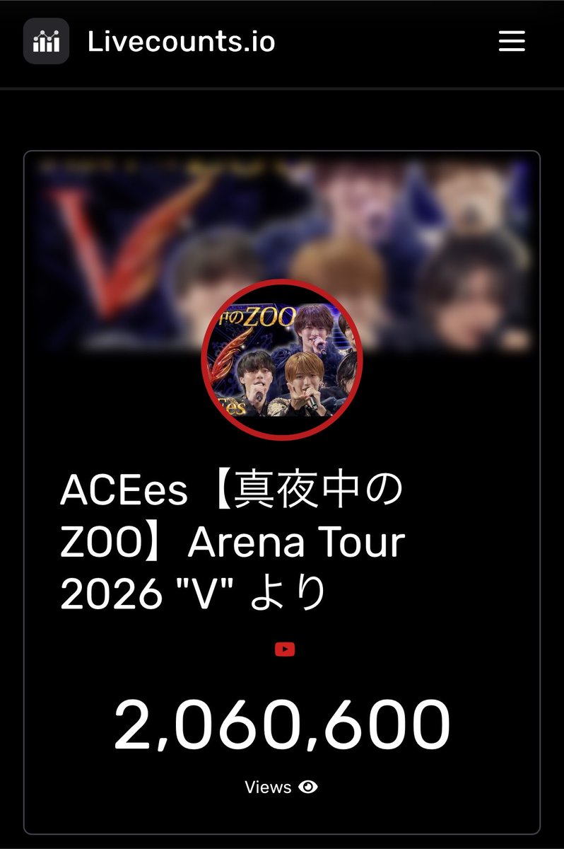 nsns____'s tweet photo. 12時前に ㊗️2️⃣0️⃣6️⃣🌸突破‼️
#真夜中のZOO_2M
#高く舞い上がれACEes

ACEes【真夜中のZOO】Arena Tour 2026 "V" より https://t.co/TLN310mK17… @YouTubeより https://t.co/A3RNv82SnX