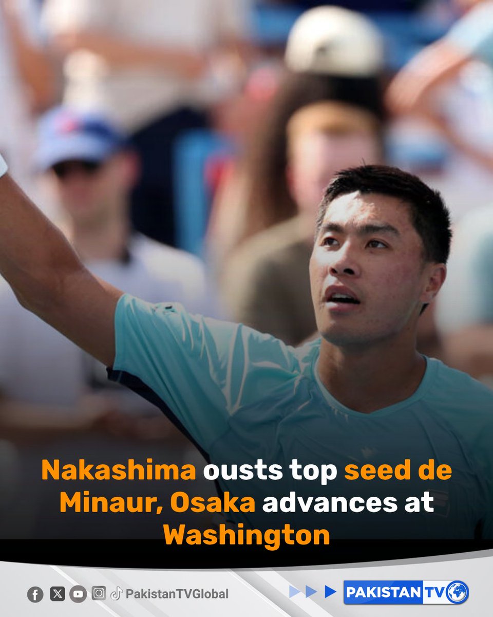 PakTVGlobal's tweet photo. Defending champion Alex de Minaur was bounced out of the Washington Open by Brandon Nakashima on Friday as women's top seed Jessica Pegula and Naomi Osaka reached the semi-finals of the ATP and WTA event.
#WashingtonOpen #Tennis #JessicaPegula #NaomiOsaka #PakistanTV https://t.co/XDiuLHqBsL
