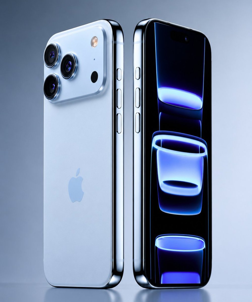 TechieUltimatum's tweet photo. This is how iPhone 18 Pro Max is going to look like in September.

Expected Specs:
• Bionic A20 Pro Chipset
• 5300+ mAh Battery
• 48MP Sony IMX 909 Sensor with variable aperture 1st time on iPhone
• 240g weight &amp; 9mm thick
• Dark Cherry, Light Blue, Silver and Gray Colours. https://t.co/8D55eksG5y
