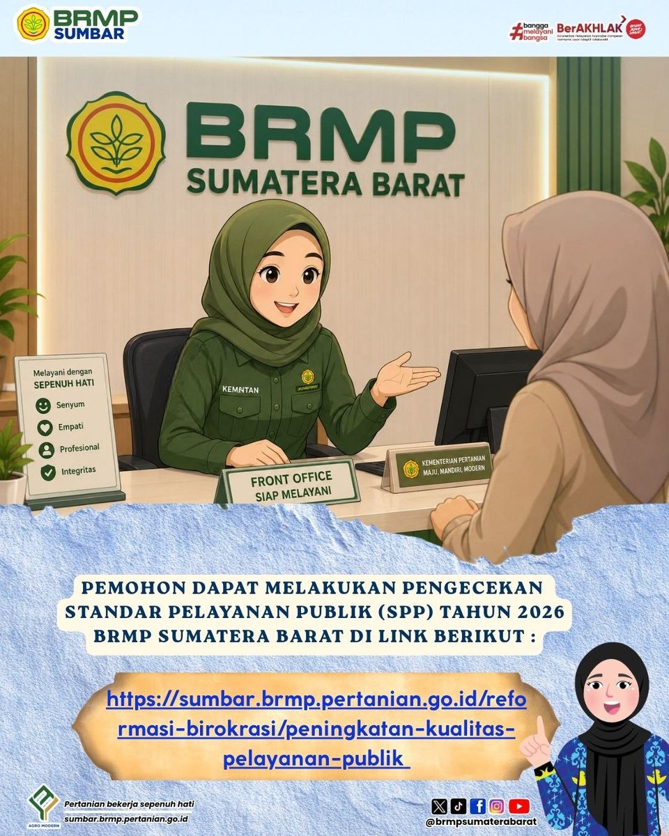 brmp_sumbar's tweet photo. Cek Standar Pelayanan Publik (SPP) Tahun 2026 BRMP Sumatera Barat https://t.co/4oSIFry48M