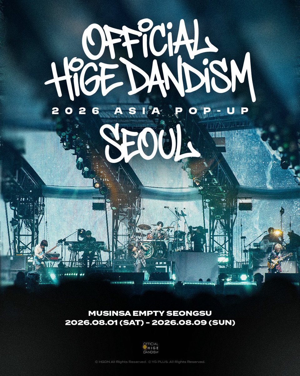 officialhige's tweet photo. OFFICIAL HIGE DANDISM 
2026 ASIA POP-UP in SEOUL

OPENS TODAY🎉 https://t.co/YZ4Er6umHa