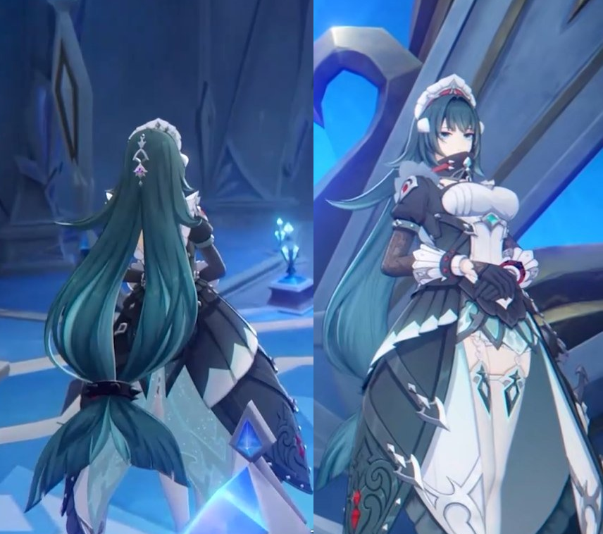 genshinmains_'s tweet photo. Danica's back and front views. Look at her hair. 

She is the head housemaid of the Snezhnayan royal house, whose family served Tsaritsa for generations.

#Snezhnaya #GenshinImpact #Danica https://t.co/hIRlEO6l0X