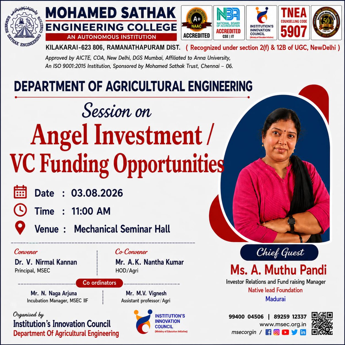 msecorgin's tweet photo. #msecagri #mseciic #angelinvestmen #vcfundingopportunities #msec #MSEC #msecorgin #MohamedSathakEngineeringCollege #BestEngineeringCollege #firstselffinancingcollege #anautonomousinstitutions #msecautonomous #AutonomousCollege #mohamedsathakgroupofinstitutions https://t.co/qJuRYKOI5r