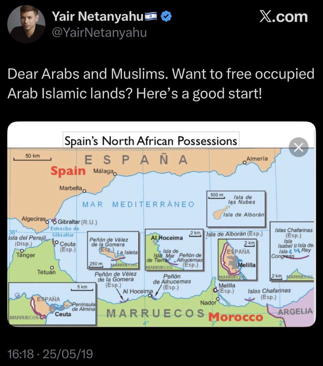 drhossamsamy65's tweet photo. ⛔️Wanted war criminal Benjamin Netanyahu’s son calling for Arabs to invade Spain‼️

⛔️Now you understand what happened in Spain today ‼️ https://t.co/HOyg6sEeNS