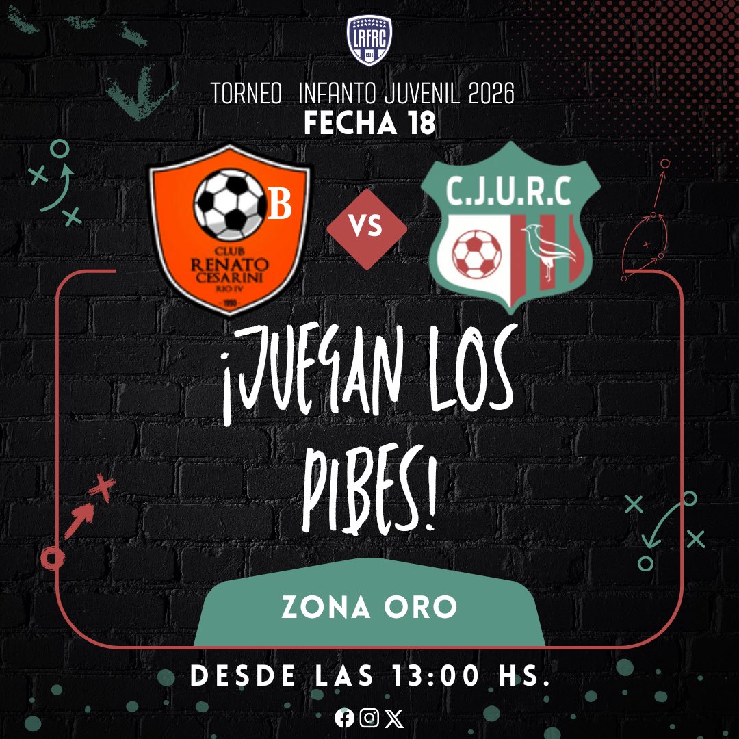 JuventudUnidaRC's tweet photo. ⚽ ¡Juegan los pibes! 💚❤️🤍

Este sábado, las divisiones formativas de Juventud Unida visitarán a Renato Cesarini “B”, por la 18.ª fecha del Torneo Infanto Juvenil 2026 – Zona Oro.

🗓️ Sábado 1 de agosto
🕐 Desde las 13:00 hs.
📍 Estadio “Pachacho” Mariscotti https://t.co/XFgIstSluC