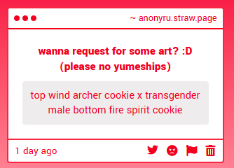 Anonymous_Nuru's tweet photo. I didn't know what to do with the transmasc part but I hope I served you justice anon! (req from anon)
#problemcookie #Dubiouscookie #MoldingCookies https://t.co/6LtnPQ0exm