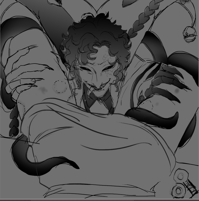 Makkiruuu's tweet photo. Harlequin if Pierrot hadn't interrupted them.... Or maybe he decided to join..?
#tfc #thefreakcircus #harlequintfc #thefreakcircusfanart #harlequin #wip https://t.co/j8mjJ1nRJn