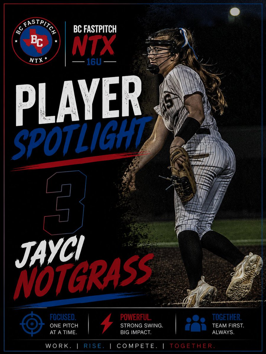 BCPremierNTX's tweet photo. 🥎 Jayci Notgrass | Class of 2029
📍 Springtown HS
💪 Pitcher/Utility
📚 4.0 GPA

⭐ Memory: Hitting my first home run off a friend I used to play with

🎯 Goal: Improve pitching velocity this fall

🎉 Fun Fact: I love Jesus

#BCPremierNTX #Fastpitch https://t.co/spLTYuCCFe