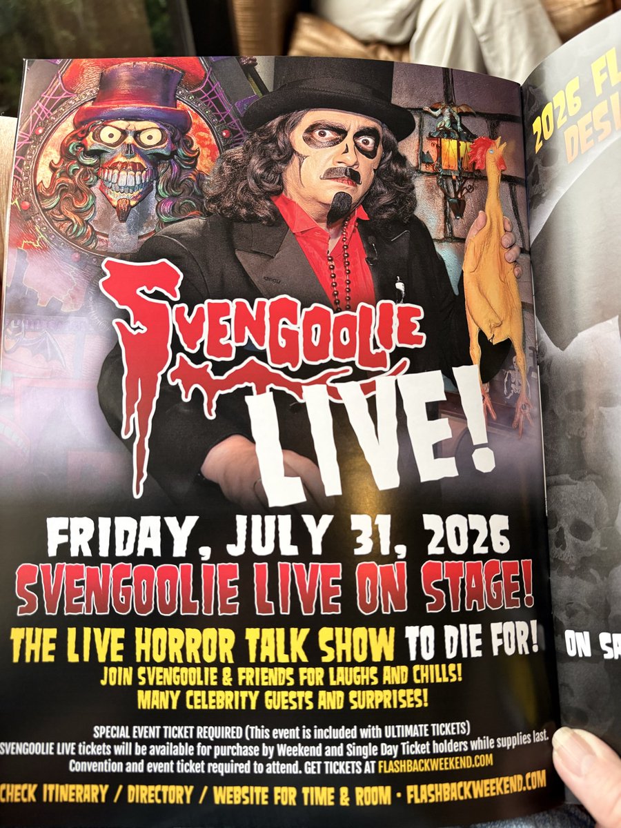 disgruntmonkey's tweet photo. Just got back from #FlashbackWeeken and @Svengoolie Live show. A great night of fun and hysterical stories from #Svengoolie, David Naughton and David Arquette. Thanks again for a wonderful evening. https://t.co/Vy68Es1q0m