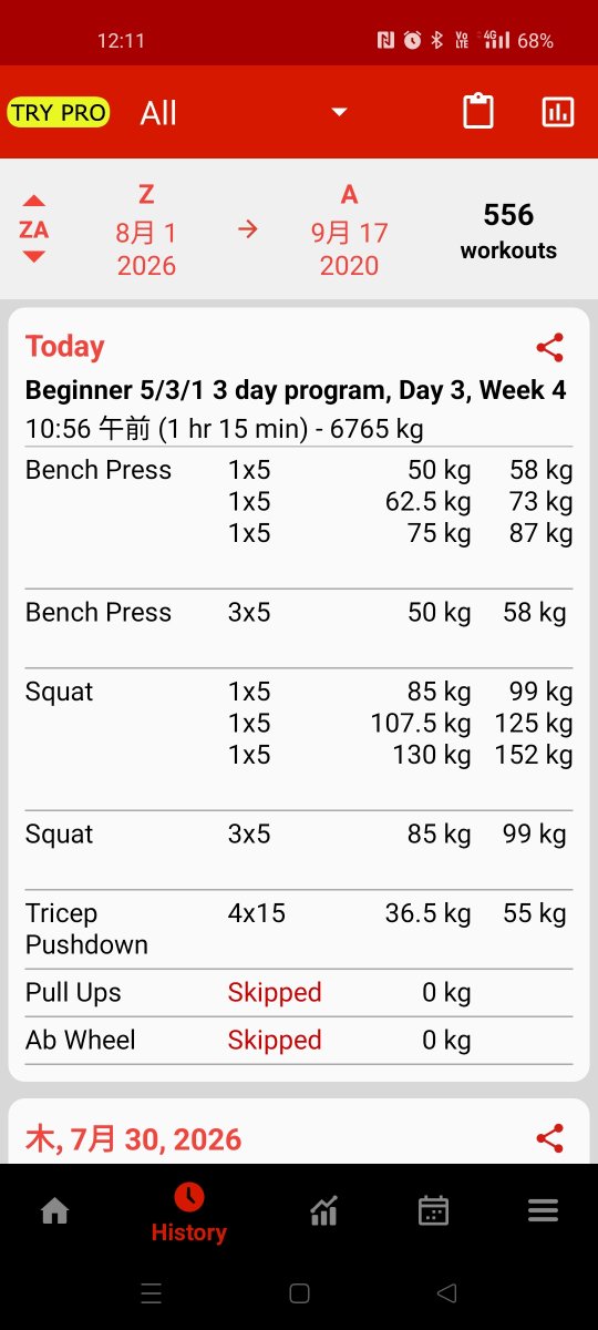 Akikan000's tweet photo. こんにちは。
Beginner531 Week4 day3 
ベンチとスクワット、ディロード。
様子見でベンチ触ってみたけど動かせるようになってる。治った訳ではなく多分痛みが引いただけだろうなぁ。
スクワットはフロントで。
カーフレイズ140kg×10r4s https://t.co/QyK3bhsAC7