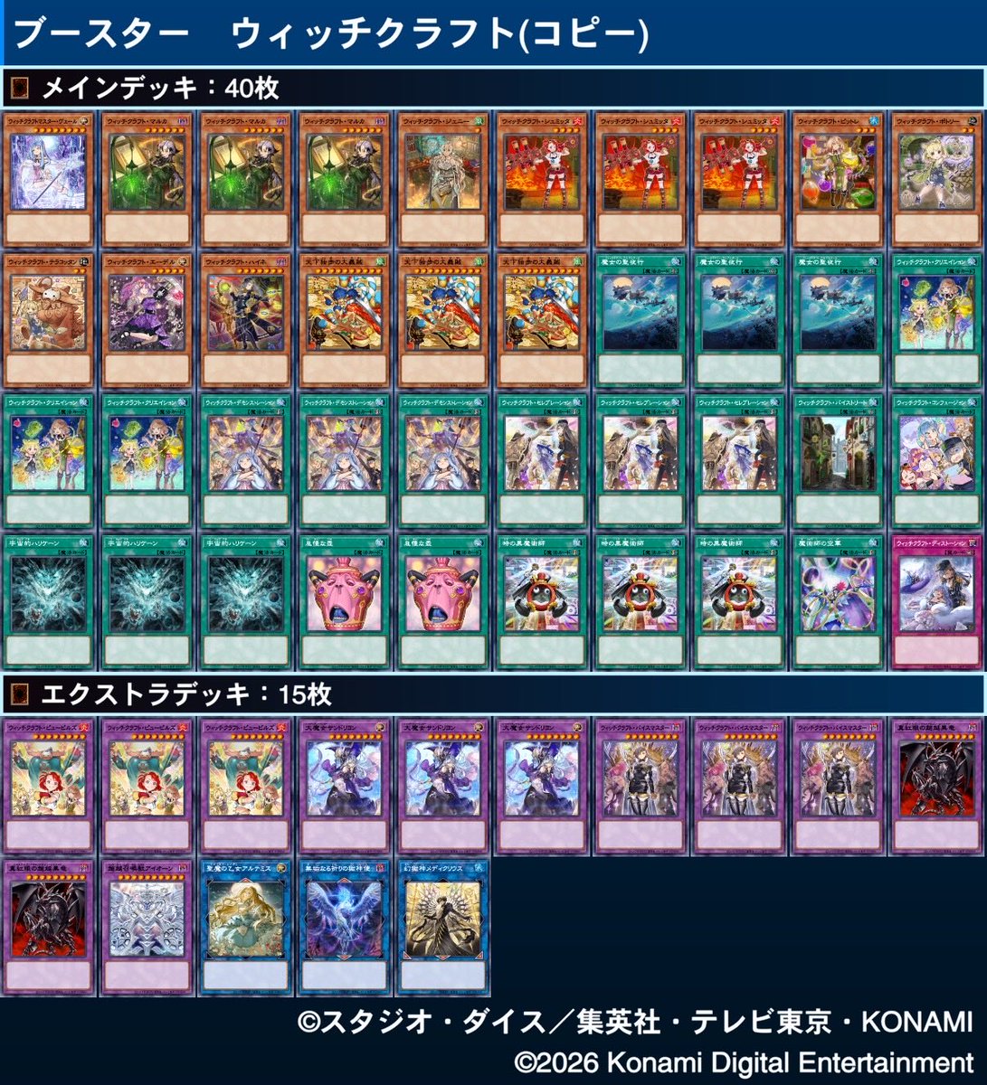 Lamia_yp's tweet photo. ブースター限定トーナメント

使用：ウィッチクラフト

ウィッチクラフトアルス＝マグナ　先○
ブリッツクリーク　後○
トゥーンアンブラル　後○

最後空華、怠慢、ハリケーン、大義賊で優勝✌︎

ウィッチクラフト初めて触ったけどパワーあって楽しかった~ https://t.co/h5Tev121KZ