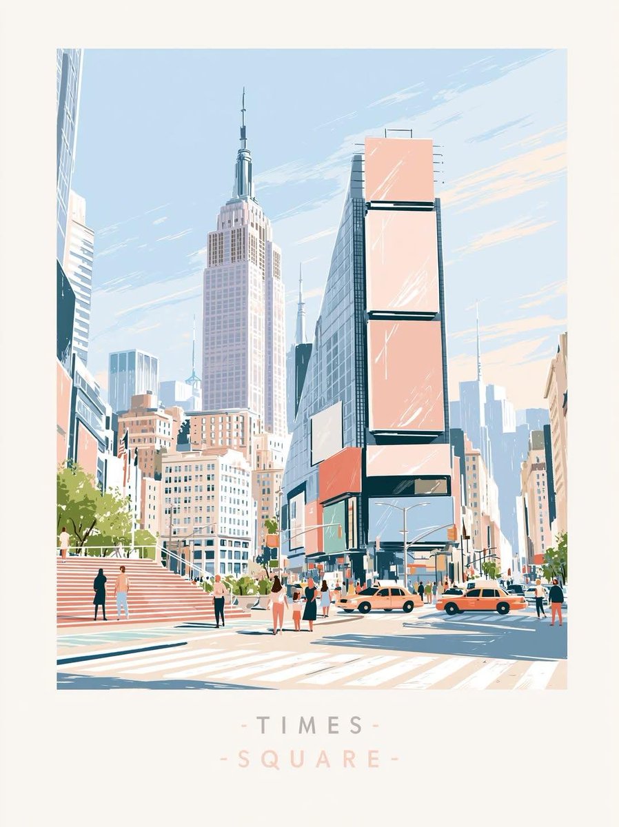 Goodmanprotocol's tweet photo. New York flat vector travel poster

Midjourney v8.2

Prompt:
Editorial travel poster illustration of [LANDMARK] in [CITY], [COUNTRY], flat vector art, ultra clean minimalism, mid-century modern, Scandinavian graphic design, foreground stylized landscape elements and a subtle pedestrian path with native vegetation and visitor silhouettes, midground the iconic landmark rendered in clean geometric forms with distinctive architectural details, background horizon featuring the surrounding skyline, natural landscape, or culturally significant structures unique to the location, muted pastel palette inspired by the destination, cool porcelain off-white ground, flat color blocking, tonal harmony, low contrast, soft diffused daylight, tinted shadows, spaced sans-serif lettering "[LANDMARK]" at bottom center, print-ready poster --ar 3:4 --v 8.2 --style raw --stylize 150 --chaos 4 --no yellow, cream, ivory, beige, sepia, gold, gradient, texture, noise, grain, photorealism, neon, saturated primaries, black