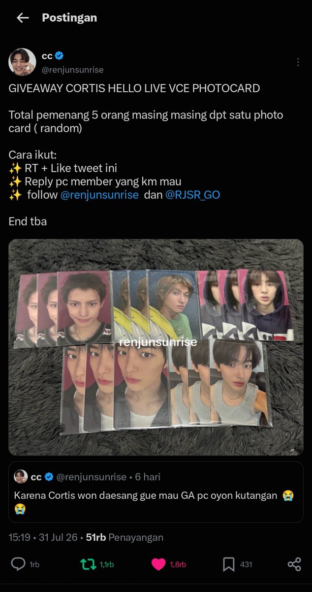 jozfcko's tweet photo. @renjunsunrise @RJSR_GO done all rules kakk!!
sebelumnya makasii kak udah adain GA inii, semogaa rezekinyaa mengalir banyaakk!!. bismillah aku pengenn jammieee maw jamie jamie jamiee aku cinta jammieee wish me luckyyy 🤞🤞 berkah selalu kak! 💕💕💕 https://t.co/Jr555idkfA