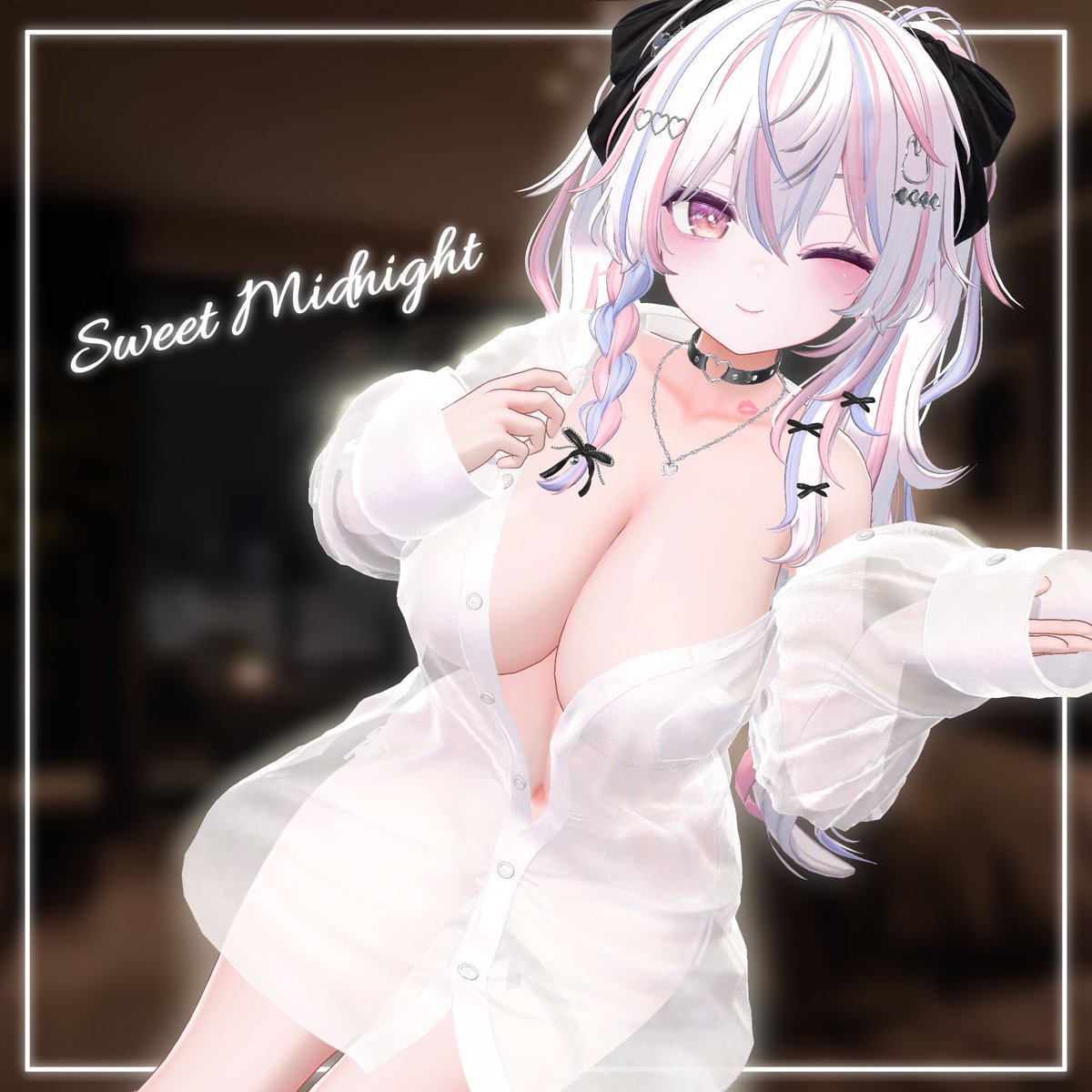 wako_VRchat's tweet photo. 【新作販売＆RT企画のおしらせ✨💕】
ちょっぴり着崩したギミック付き衣装、SweetMidnightの販売を開始しました～！✨✨
発売記念で8/15まではセールもしていますっ✨
https://t.co/W7rFghrsy7

✨Sale:~8/15まで✨
✨抽選で5名様にFullsetを🎁✨
【応募方法】8/3までにこのツイートをRT +Follow https://t.co/skJQlFlB0j