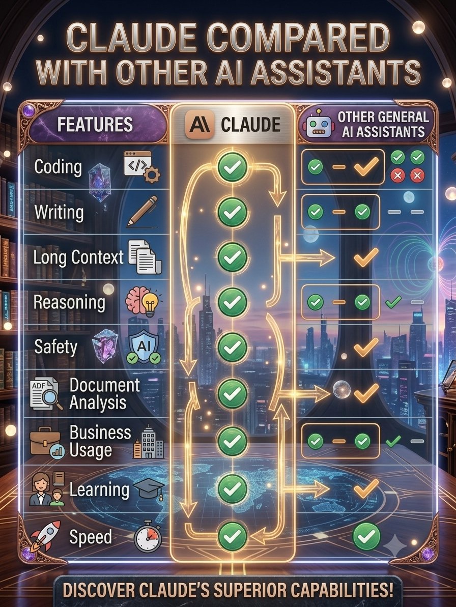 Tech_Ai_Alan's tweet photo. Why choose Claude over other AI tools? 🚀
​From coding &amp; reasoning to long context &amp; top-tier safety, Claude delivers all-around perfection! 💡
​Check out the chart to see how it dominates the competition.
​#ClaudeAI #AIAssistant #TechNews #ArtificialIntelligence https://t.co/nKfKLgOhJo