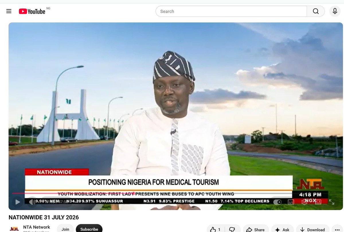 tea2nice's tweet photo. https://t.co/Ayt8BuhiVm
Kindly find the link to my contribution on positioning Nigeria for medical tourism https://t.co/inoYjlLQqi