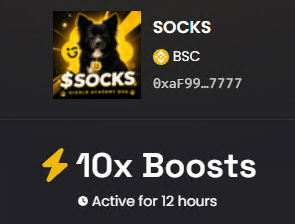 giggle_socks's tweet photo. We just ⚡ boosted $SOCKS on DEX Screener!

https://t.co/OKlV90JSdP https://t.co/MJk3uhRM0A