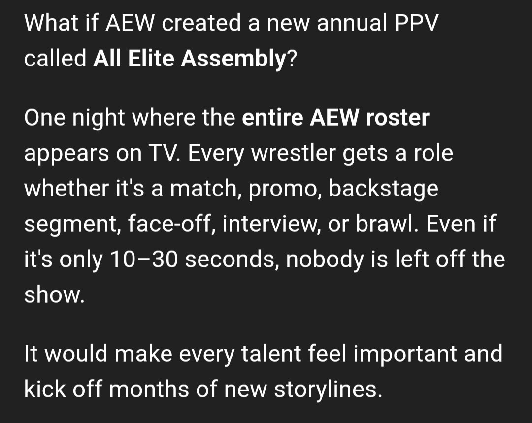 chief_trib25566's tweet photo. What do you think about this idea 

@TonyKhan @AEW #aew #idea #ple #ppv https://t.co/6ZK2syn0J4