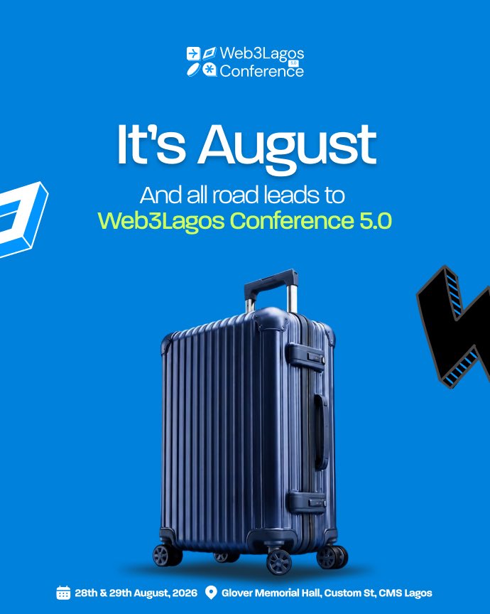 Web3LagosCon's tweet photo. Welcome to #W3LC5 Month!!! 🎉🚀

Whether you're travelling from across Lagos, across Nigeria, or across the world...

Every journey this month leads to one place. 
📍Web3Lagos Conference 5.0! 

Let the countdown begin! 
It’s 27 Days to #W3LC5 🎺🎺🎺

#Conversations #W3LC5 https://t.co/z654ehcnjz