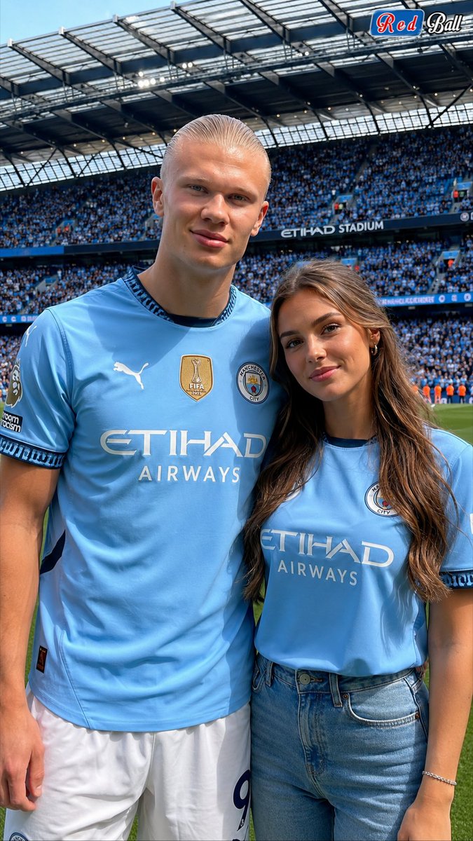 Rightwronginfo's tweet photo. "Blue hearts, one dream. 💙⚽ Together at the Etihad, where passion meets greatness. City today, City forever! 🔥🏟️

This is an AI-generated fantasy artwork created for artistic and entertainment purposes.Not a real photograph.
#ErlingHaaland #ManchesterCity #MCFC #EtihadStadium https://t.co/AujnrCCRFs